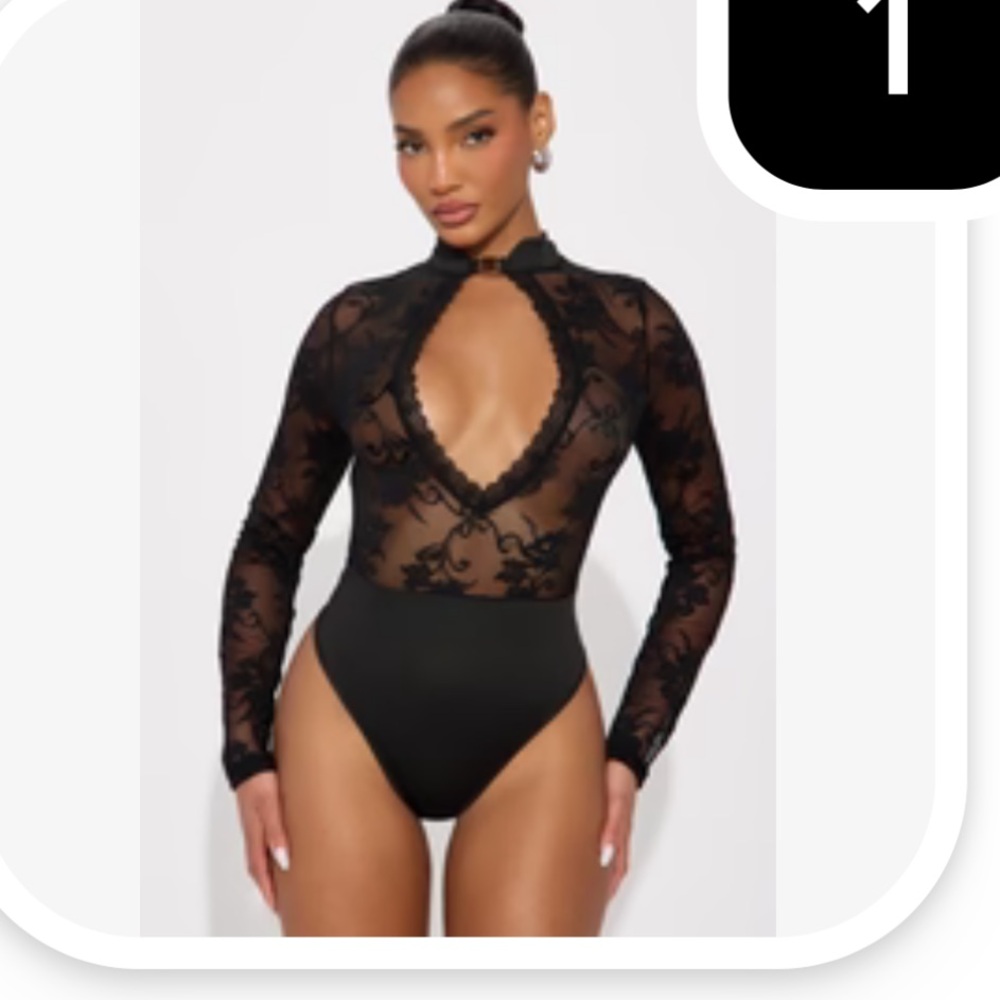 Elegant Black Lace Bodysuit & pants set